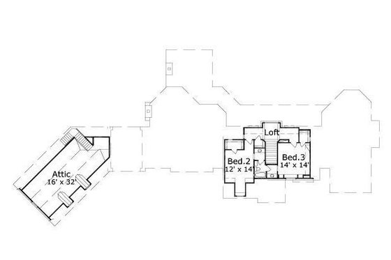 Floor Plan - Upper Floor for European House Plan #411-570 - 3 bed, 2.5 bath