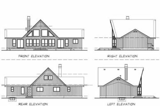 Exterior - Rear Elevation for Cabin House Plan #47-437 - 3 bed, 2 bath