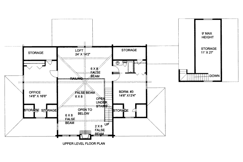 Home Plan - Floor Plan - Upper Floor for Log House Plan #117-591 - 3 bed, 2 bath