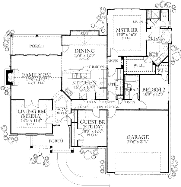 Traditional Floor Plan - Main Floor Plan #80-115