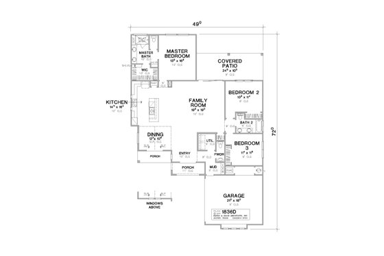 Floor Plan - Main Floor for Farmhouse House Plan #472-442 - 3 bed, 2.5 bath