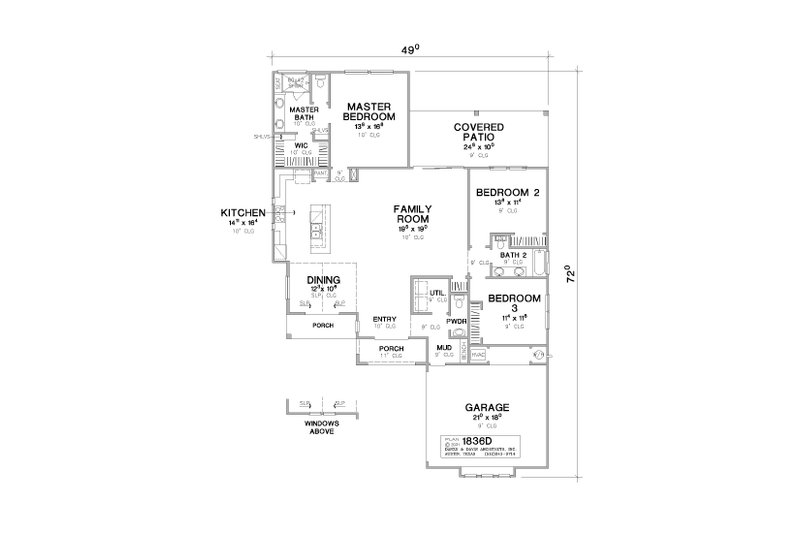 House Blueprint - Floor Plan - Main Floor for Farmhouse House Plan #472-442 - 3 bed, 2.5 bath