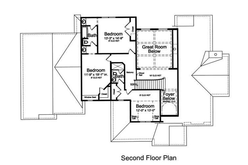 Dream House Plan - Floor Plan - Upper Floor for European House Plan #46-485 - 3 bed, 2.5 bath