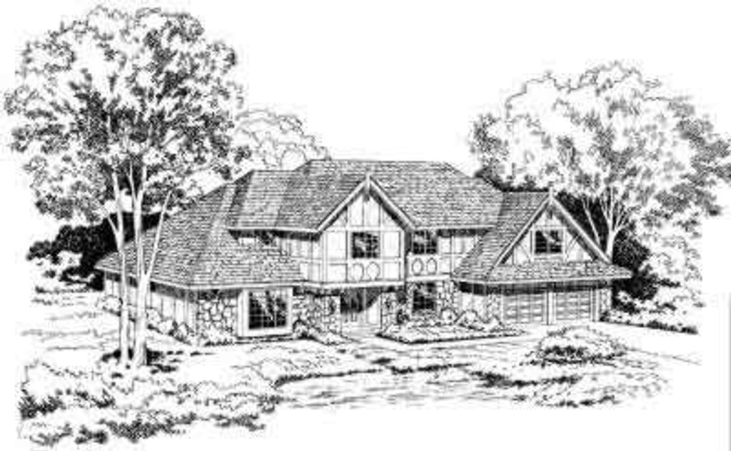 Exterior - Front Elevation 2 for European House Plan #312-211 - 4 bed, 3.5 bath