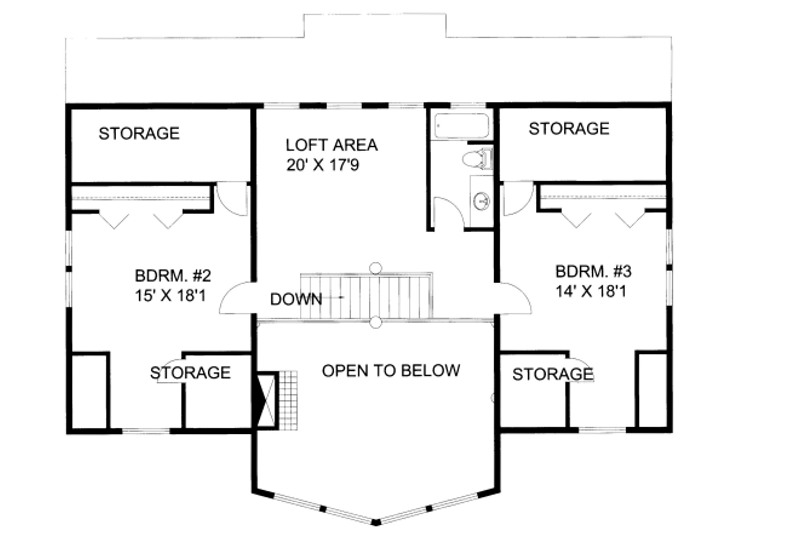 House Design - Floor Plan - Upper Floor for Bungalow House Plan #117-733 - 3 bed, 2.5 bath
