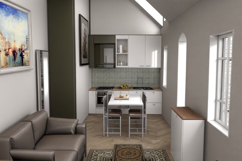 House Design - Interior - Kitchen for European House Plan #542-6 - 2 bed, 1 bath