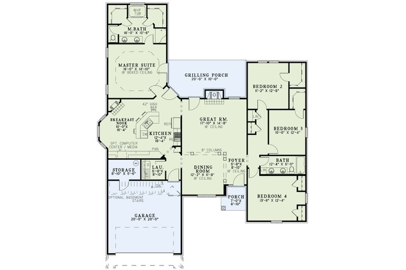 Home Plan - Floor Plan - Main Floor for Traditional House Plan #17-2303 - 4 bed, 2 bath
