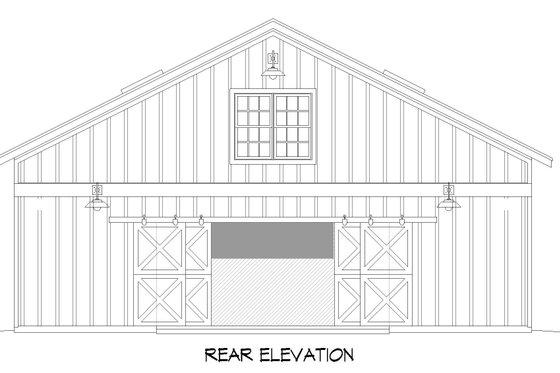 Exterior - Rear Elevation for Southern House Plan #932-906, 0.5 bath