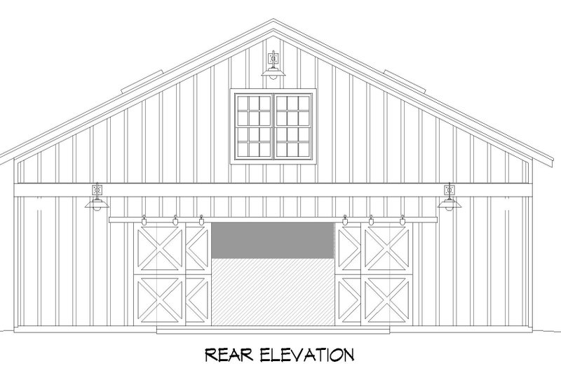 House Blueprint - Exterior - Rear Elevation for Southern House Plan #932-906, 0.5 bath