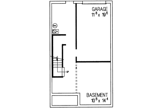 Floor Plan - Lower Floor for Colonial House Plan #72-476 - 3 bed, 2.5 bath