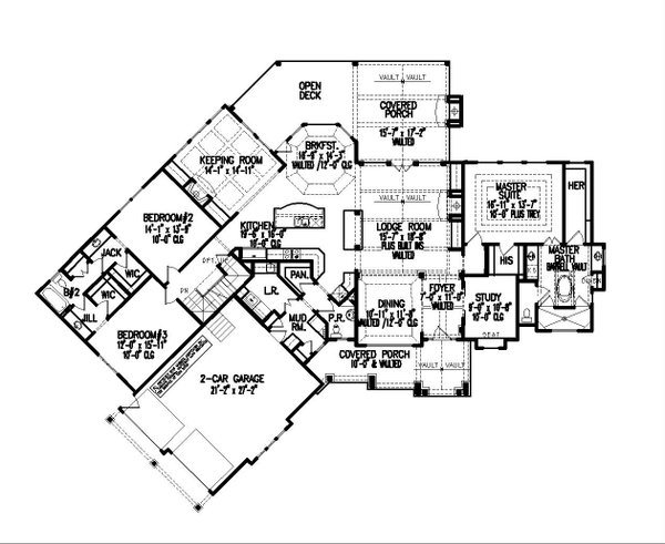 Craftsman Floor Plan - Main Floor Plan #54-431