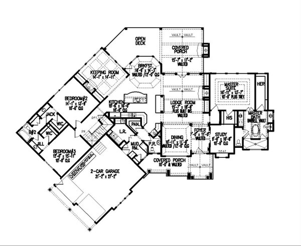 Home Plan - Craftsman Floor Plan - Main Floor Plan #54-431