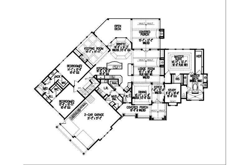 Dream House Plan - Floor Plan - Main Floor for Craftsman House Plan #54-431 - 3 bed, 2.5 bath