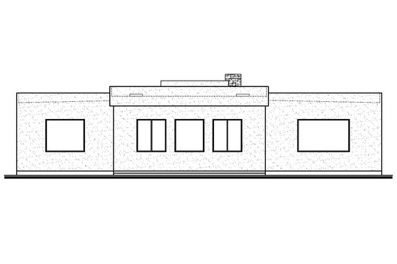 Exterior - Rear Elevation for Adobe / Southwestern House Plan #1073-32 - 3 bed, 2 bath