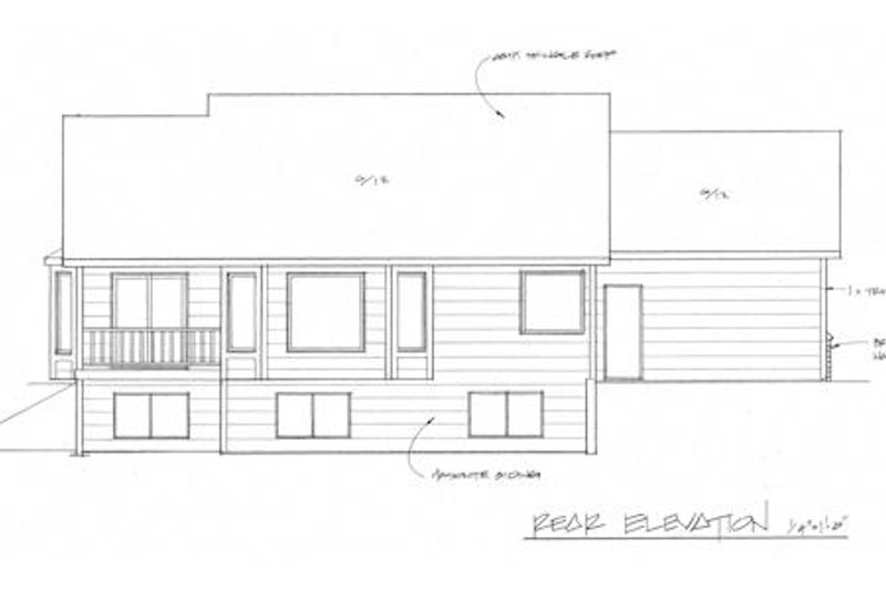 House Blueprint - Exterior - Rear Elevation for Craftsman House Plan #58-204 - 2 bed, 2 bath