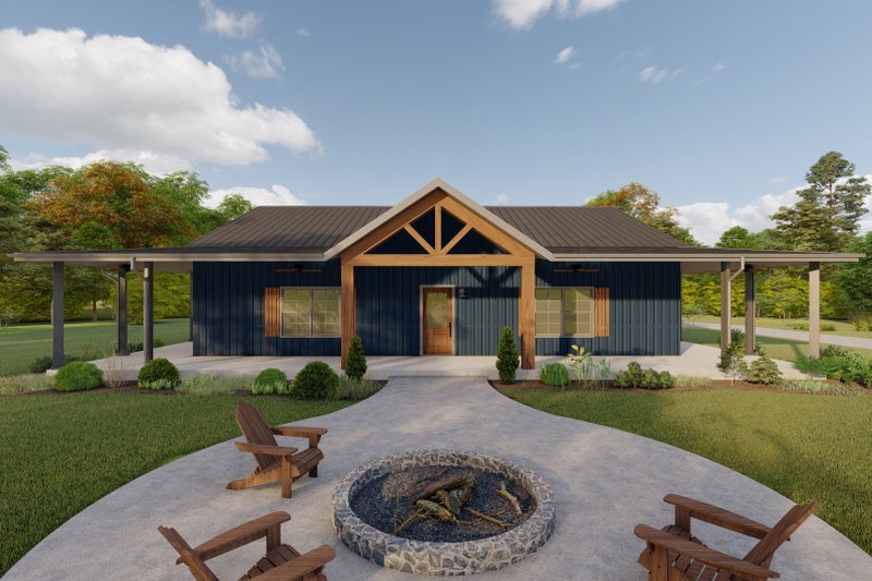 House Blueprint - Cabin Exterior - Front Elevation Plan #1092-1