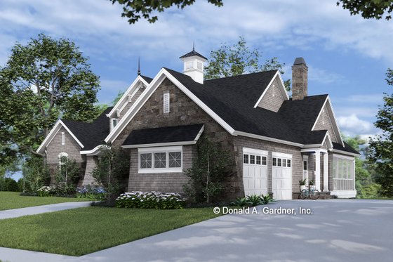Exterior - Front Elevation 3 for European House Plan #929-1015 - 4 bed, 4 bath