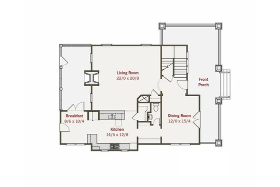 Floor Plan - Main Floor for Craftsman House Plan #461-15 - 3 bed, 2.5 bath