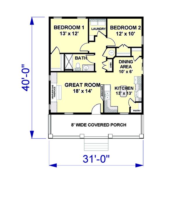 Country Floor Plan - Main Floor Plan #44-191