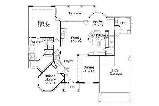 Floor Plan - Main Floor for European House Plan #411-812 - 5 bed, 3.5 bath