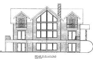 Exterior - Rear Elevation for Cabin House Plan #117-573 - 4 bed, 3.5 bath