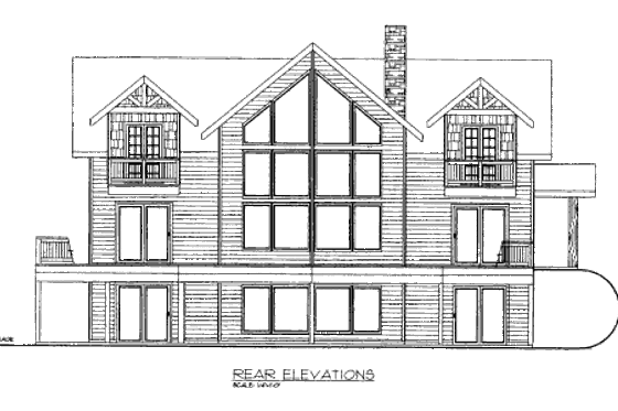 Exterior - Rear Elevation for Cabin House Plan #117-573 - 4 bed, 3.5 bath