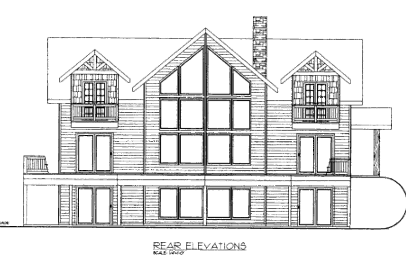 Dream House Plan - Exterior - Rear Elevation for Cabin House Plan #117-573 - 4 bed, 3.5 bath