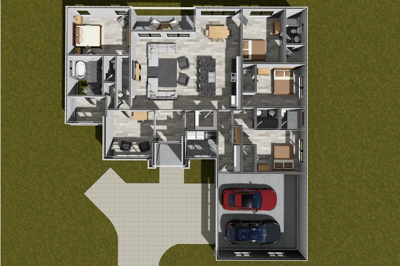 Architectural House Design - Floor Plan - Main Floor 1 for Modern House Plan #513-2321 - 4 bed, 3 bath