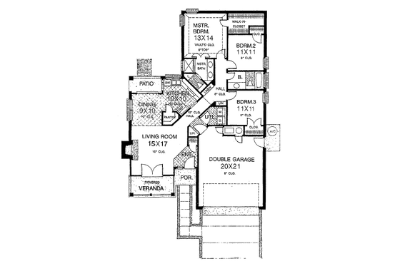 Floor Plan - Main Floor for Country House Plan #310-751 - 3 bed, 2 bath