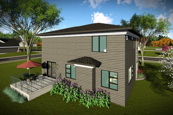 Exterior - Rear Elevation for Modern House Plan #70-1465 - 4 bed, 2.5 bath