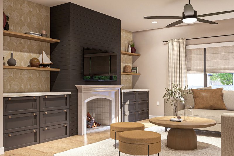 House Design - Interior - Family Room 1 for Modern House Plan #455-357 - 3 bed, 2 bath