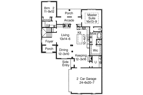 Floor Plan - Main Floor for European House Plan #15-287 - 4 bed, 3 bath