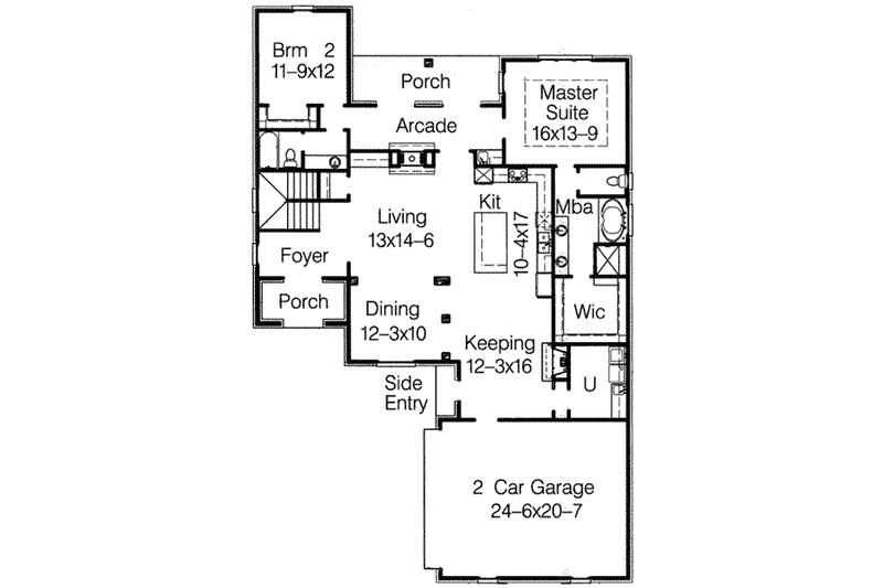 House Blueprint - Floor Plan - Main Floor for European House Plan #15-287 - 4 bed, 3 bath