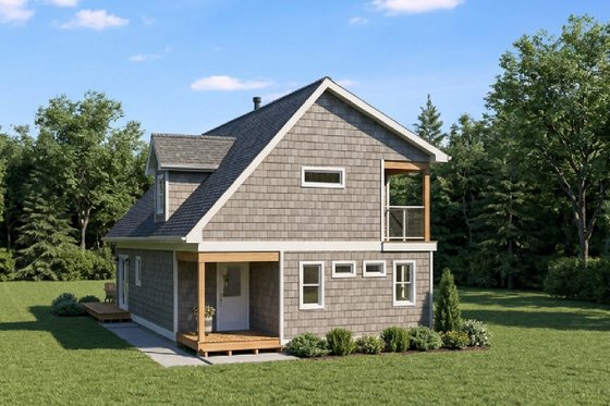 Exterior - Rear Elevation for Cabin House Plan #126-188 - 3 bed, 2 bath