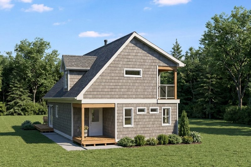 House Plan Design - Exterior - Rear Elevation for Cabin House Plan #126-188 - 3 bed, 2 bath
