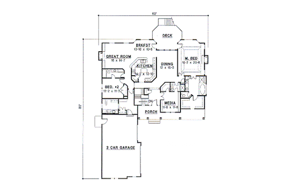 Floor Plan - Main Floor for Country House Plan #67-282 - 3 bed, 3 bath