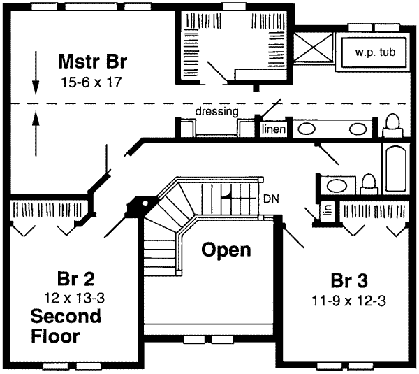 Traditional Floor Plan - Upper Floor Plan #312-146