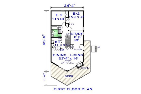 Floor Plan - Main Floor for Cabin House Plan #3-339 - 3 bed, 2 bath