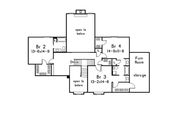 Floor Plan - Upper Floor for Traditional House Plan #57-205 - 4 bed, 4.5 bath