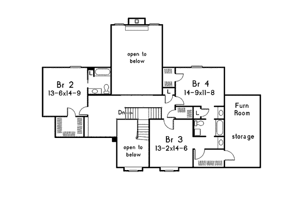 Home Plan - Traditional Floor Plan - Upper Floor Plan #57-205