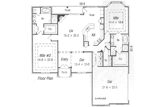 Floor Plan - Main Floor for European House Plan #329-148 - 2 bed, 2.5 bath