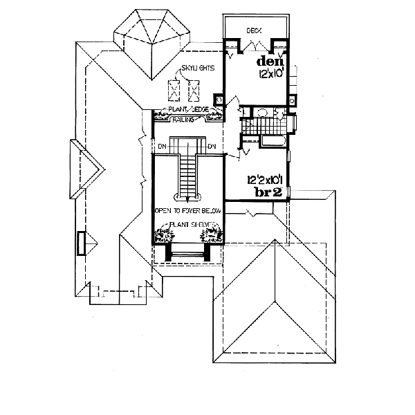 Floor Plan - Upper Floor for European House Plan #47-190 - 3 bed, 2.5 bath