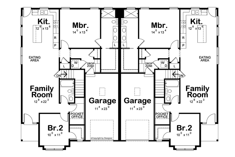 House Blueprint - Floor Plan - Main Floor for Farmhouse House Plan #20-2596 - 4 bed, 2 bath