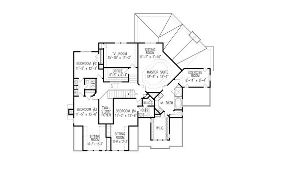 Floor Plan - Upper Floor for Farmhouse House Plan #54-407 - 5 bed, 4 bath