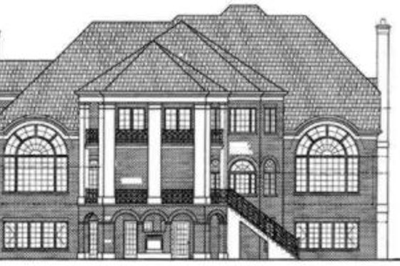 Exterior - Rear Elevation for European House Plan #119-104 - 4 bed, 3.5 bath