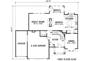 Floor Plan - Main Floor for European House Plan #67-691 - 4 bed, 3 bath