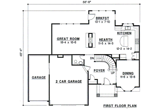 Floor Plan - Main Floor for European House Plan #67-691 - 4 bed, 3 bath