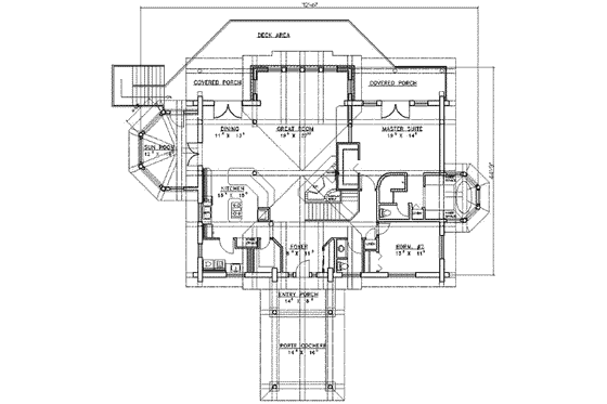 Floor Plan - Main Floor for Log House Plan #117-105 - 4 bed, 3 bath
