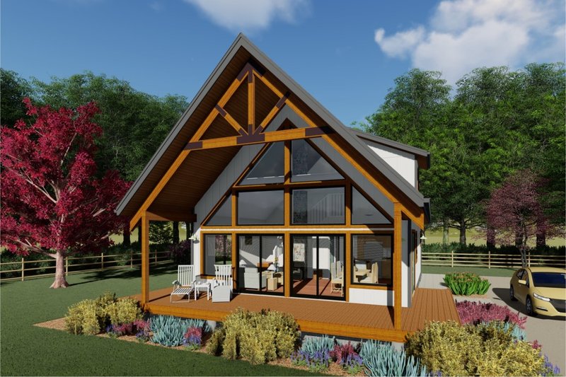 House Blueprint - Cabin Exterior - Front Elevation Plan #126-181