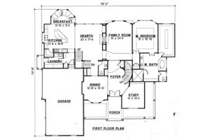 Floor Plan - Main Floor for Traditional House Plan #67-461 - 4 bed, 3.5 bath